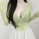 Women Long Sleeve Shirt V-neck Bottoming Shirt Long Sleeve