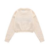 Women Sweater Short Sweater for Girls Loose-Fitting Casual round-Neck Sweater