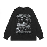 Men Long Sleeve Shirt Retro Fashion Brand Long Sleeve T-shirt Men and Women Distressed Bottoming Top