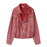 Men Denim Jacket Fake Two-Piece Denim Jacket Men Washed and Worn Denim Jacket