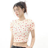 Women T-shirt Short-Sleeved T-shirt Women's Summer Casual round-Neck High Waist