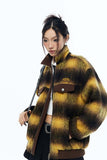 Unisex Jacket Autumn Retro Contrast Color Plaid Coat Women's Clothing