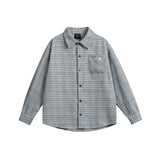 Unisex Jacket Autumn Leisure Plaid Letters Shirt