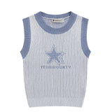 Women Vest Knitted Vest Women's Contrast Color Fit Short Sleeveless Top