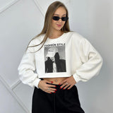 Women Sweatshirt Printed Sweater Coat Female Spring and Autumn round Neck