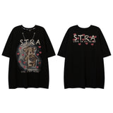 Men T Shirt Bear Graffiti Short Sleeve T-shirt Men and Women Loose-Fitting Casual round-Neck