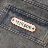 Men Denim Jacket Washed Distressed Denim Clothing Men Vibe Lapel Jacket