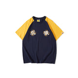 Bathing Ape T Shirt Summer Casual Loose plus Size Raglan Sleeve Color Matching T-shirt