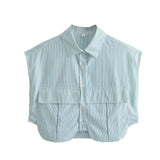 Women T-Shirt Striped Stitching Loose Shirt Top