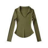 Women T-Shirt Solid Color T-shirt Women's Spring Slim-Fit Long-Sleeved Bottoming Shirt Top