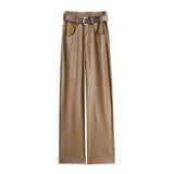 Palazzo Pants Loose Wide Leg Pants Fall/Winter Leather Pants Casual Long Pants