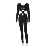 Women Jumpsuit Winter Sexy round Neck Long Sleeve Jumpsuit
