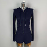 Women Long Sleeve Shirt Hooded Cardigan Long Sleeve Coat Shorts Casual