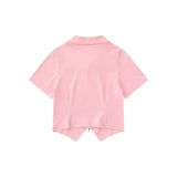 Women T-shirt Polo Collar Short Sleeve T-shirt Girls Summer Casual Top