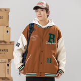 Varsity Jacket Vintage Embroidered Baseball Uniform Men's and Women's Baggy Coat Men's Color Matching Couple Jacket