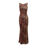 Women Desses Sleeveless Leopard Print Dress