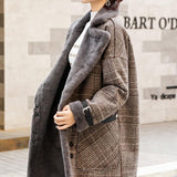 Plaid Trench Coat Mid-Length Fur Woolen Coat Women's Clothing