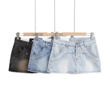 Women Skirt Summer Vintage High Waist Denim Skirt