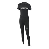 Women Jumpsuit Letter Print T-shirt Skinny Yoga Pants Women's