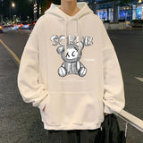 Men Hoodie Spring and Autumn Hoodie Spring and Autumn Loose Hong Kong Style Bear Coat