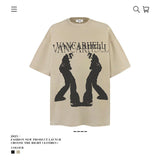 American vintage street T-shirt pure cotton men's and women's summer loose half-sleeves