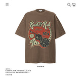 American vintage street T-shirt pure cotton retro men's and women's summer loose