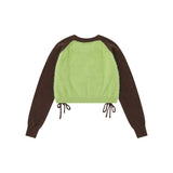Women Sweater Short Sweater for Girls Autumn Crew Neck Color Matching Sweater