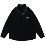 Men Long Sleeved T Shirt Simple Style Long Sleeve Shirt Men's Ins Loose Lapels Shirt Fashion