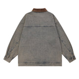 Men Denim Jacket Washed Distressed Denim Clothing Men Vibe Lapel Jacket