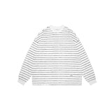 Unisex Hoodie Striped Loose Long Sleeve T-shirt round Neck Sweater