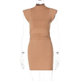Women Halter Tops Summer Fashion Sleeveless Turtleneck Sheath Dress