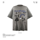 American vintage street T-shirt pure cotton retro men's and women's summer loose