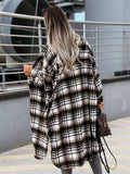 Plaid Trench Coat Fashionable Lengthened Plaid Shirt Women's Coat