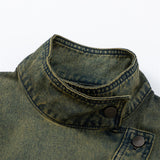 Men Denim Jacket Denim Jacket Men's Pu Shuai Washed Old Dyed Jacket
