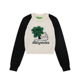 Women Sweater Color Matching Sweater Female O-neck Short Sweater