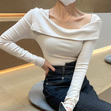 Women Long Sleeve Shirt Autumn Slim Fit Slimming Long Sleeves Bottoming Shirt