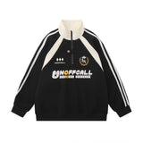 Men Hoodie Mixed Color Stripe Raglan Sleeve Stand Collar Sweater