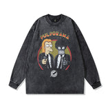 Men Long Sleeve Shirt Distressed Cartoon Long Sleeve T-shirt Men's Trendy Ins High Street Hip Hop