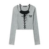 Women Long Sleeve T-Shirt Knitted Short-Sleeved T-shirt Girls Autumn Leisure
