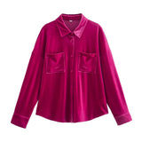 Women's T-Shirt Spring and Autumn Pocket Shirt Top Long Sleeve Shirt for Women