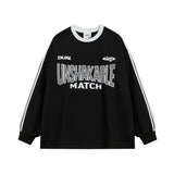 Men Hoodie Letter Printed Crew Neck Sweatshirt Men