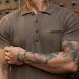 Men Sweater Men's Autumn Polo Shirt Casual Long Sleeve Solid Color Knitted