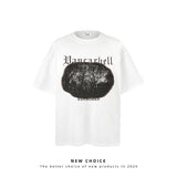 American vintage street T-shirt vintage men's pure cotton men's summer loose