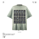 American vintage street T-shirt men's summer loose and old half-sleeved top