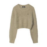 Women Sweater Short Sweater Girls' Autumn Solid Color Long Sleeve Sweater