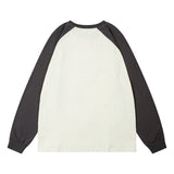 Men Hoodie round Neck Base Sweater Men's Autumn and Winter Color-Block Raglan Sleeves T-shirt