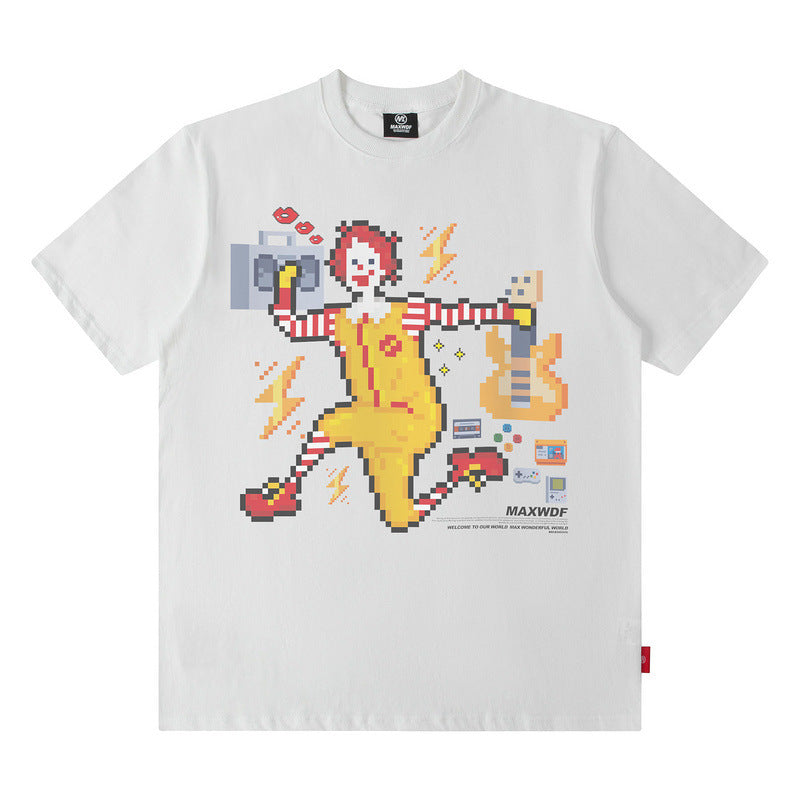 Men T Shirt Printed Short Sleeve Summer Loose round Neck Couple T-shirt Men and Women