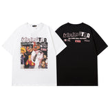 Men T Shirt Retro Hip Hop Printed Short-Sleeved T-shirt Men and Women Casual