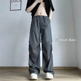 Men Sweatpants Casual Pants Men's Summer Retro Loose Wide Leg Straight