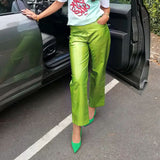 Women Pants Autumn High Waist PU Leather Pants Women's Casual Pants